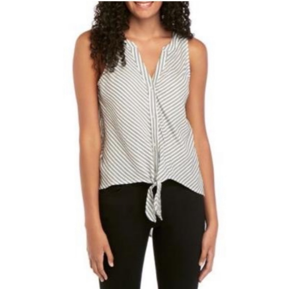 Sanctuary Black/White Craft Tie-front Shirt - Picture 4 of 8